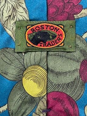 VTG Boston Traders Floral Botanical Tie Teal